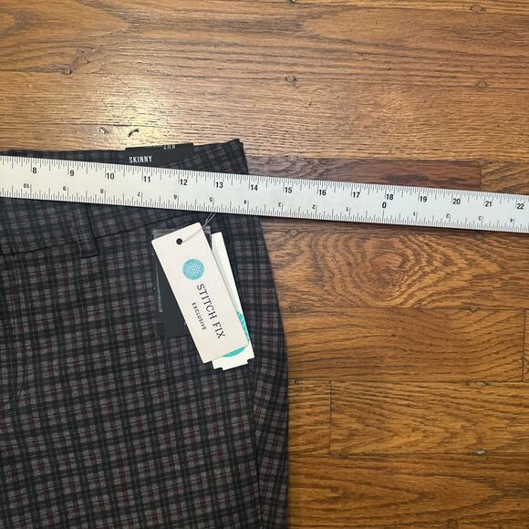 Kut From The Kloth Womens Slim Straight Pant Plaid Dark Grey Red NWT - Picture 9 of 15